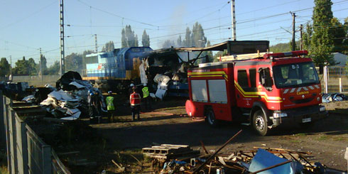 Lajino.cl - Laja, queman vagón con 40 toneladas de celulosa 
