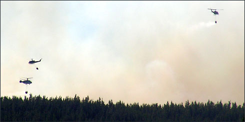 LAJNO.CL es LAJA  en Internet // Helicopteros y avionetas se suman a las tareas del combate del incendio