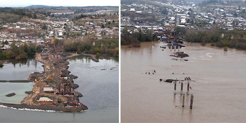 LAJINO.CL ES LAJA EN INTERNET // Puente Laja - San Rosendo efectos del temporal // Subida río Laja
